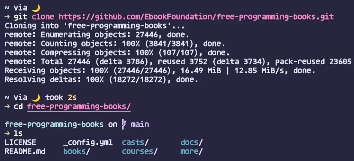 git clone 실행 결과