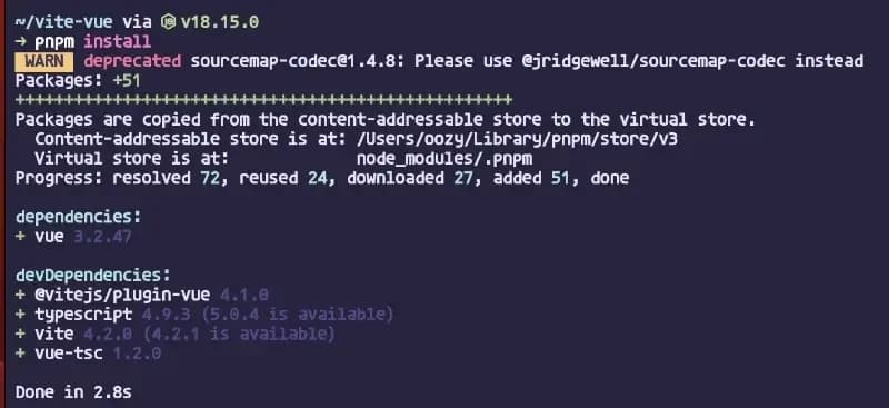 pnpm install 예시